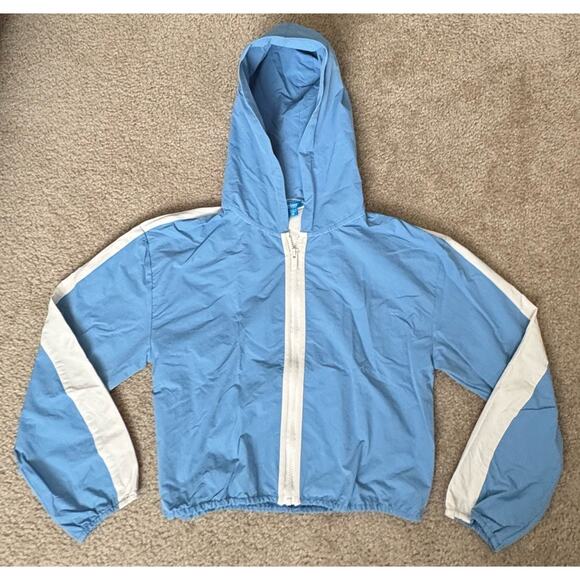 Prince Pickleball Cropped Windbreaker Womens Med Blue Hooded Full Zip Jacket - Picture 2 of 6